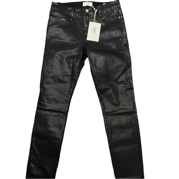 Frame Le High Skinny Coated Noir Jeans - Picture 4 of 8